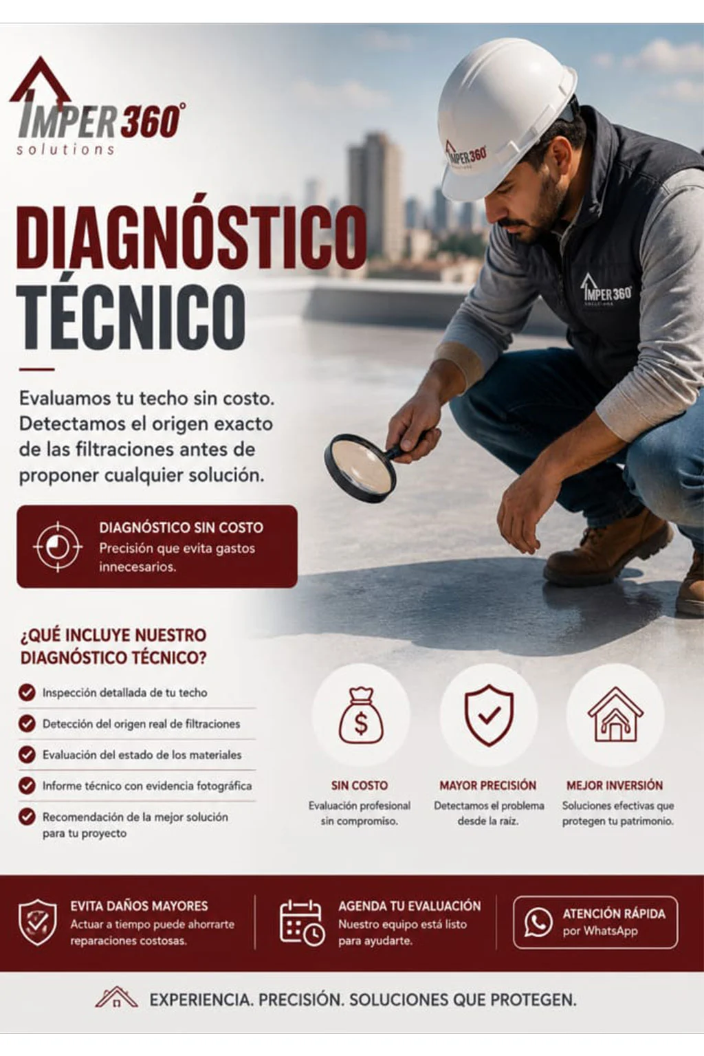 Diagnóstico técnico profesional de impermeabilización